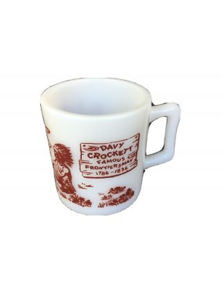 Davy Crockett Milk Glass Cup Vintage Collectible