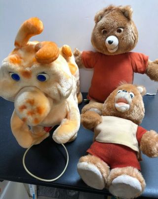 2 Vintage Teddy Ruxpin & Grubby Stuffed Figures No Sound Or Movement 1985