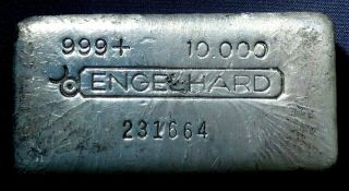 Vintage 10 Oz Engelhard Silver Bar - Old Poured - 3rd Series Bullhorn Canadian - Sc