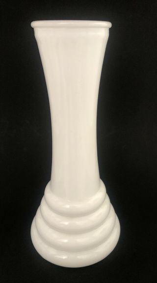 Vtg Mid Century Modern Randall 4 Ringed White Milk Glass Bud Vase 8 1/2 " Tall