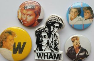 George Michael Wham Vintage Button Badges 80 