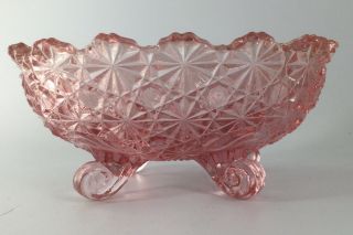 Vintage Fenton Pink Daisy & Button Footed Bowl