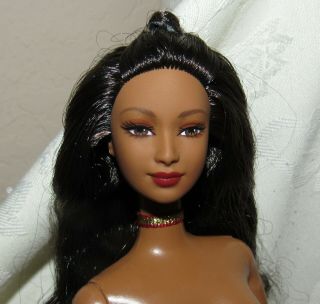 Nude Barbie Doll Aa African American Goddess Brunette Hair Brown Eyes For Ooak