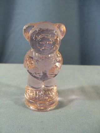 Boyd Art Glass Andy The Bear Figurine - Pink Glass