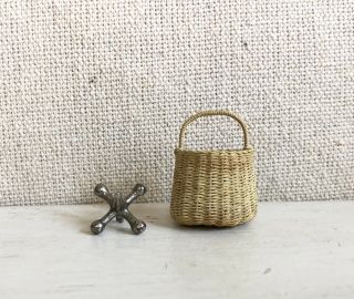 Hand Woven Miniature 1:12 Scale Dollhouse Artisan Basket From Italy