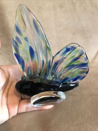 Dynasty Gallery Glass Blue with Pink Butterfly Figurine Paperweight 3