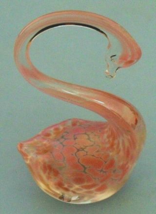 Heron Glass Pink Iridescent Glass Swan Ornament Figurine