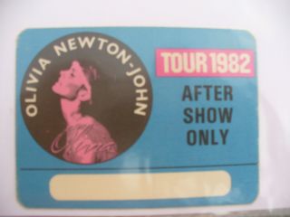 Backstage Pass Olivia Newton John Tour 1982