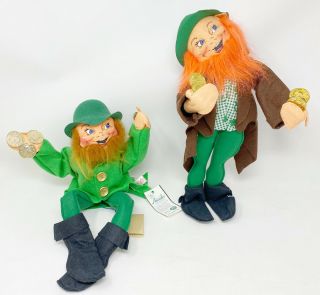2 15 " Annalee Leprechaun Dolls With Coins Treasure St.  Patricks Day