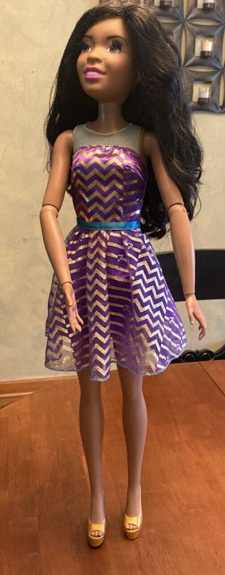Barbie 28 " Tall Purple Posable Just Play Best Fashion Friend Doll - Long Hair