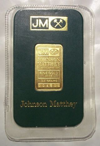 Johnson Matthey 2.  5 Gram.  9999 Fine Gold Bar Bullion Green Assay Card