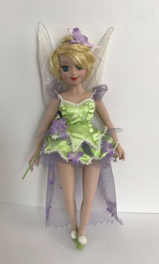 Tinker Bell Fairy Disney Princess Brass Key Porcelain Doll 18”