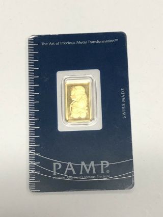 2.  5 Gram Gold Bar - Pamp Suisse - Fortuna - 999.  9 Fine B037426 (gs)