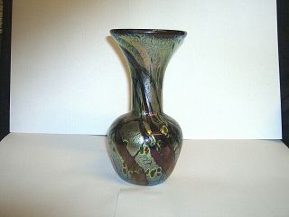 Vintage Isle Of Wight Alum Bay Iridescent Purple Studio Art Glass Vase