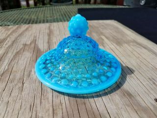 Fenton Art Glass Hobnail Blue Opalescent Candy Bowl Lid