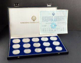 Yugoslavia Sarajevo 1984 Set Of 15 Silver Olympic Proof Coins Nuc14
