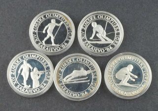 YUGOSLAVIA SARAJEVO 1984 SET OF 15 SILVER OLYMPIC PROOF COINS NUC14 3