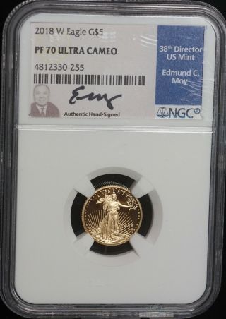 Ngc 2018 W American Gold Eagle Pf70 Ultra Cameo 1/10 Oz G$5 Coin