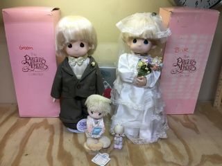 Precious Moments Vintage 16” Bride And Groom Dolls Wedding Party,  Ring Bearer