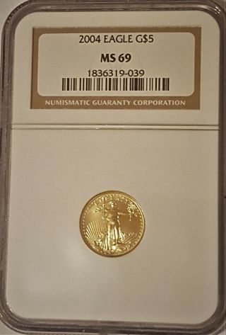 2004 G$5 1/10 Oz Gold American Eagle - Ngc Ms 69