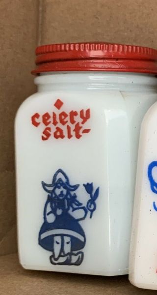 Vintage Mckee Tipp City Milk Glass Celery Salt Spice Shaker Jar Tulip Lady