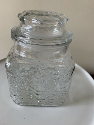 Princess House Crystal Glass Square Canister Jar With Air Tight Lid Fantasia