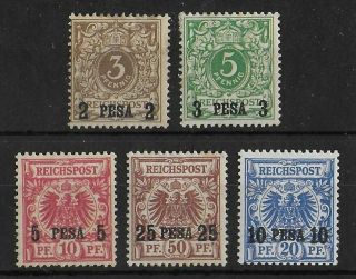 German East Africa 1893 Hinged Complete Set Of 5 Michel 1 - 5 Cv €280