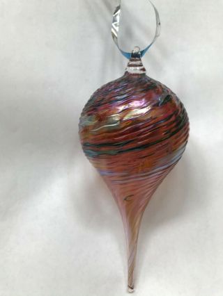 One Of A Kind Hand Blown Multi Colored Art Glass Christmas Ornament