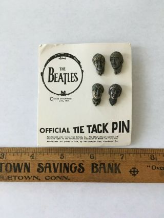 The Beatles 1964 Official Tie Tack Pin John Paul George Ringo Nems Old Stock