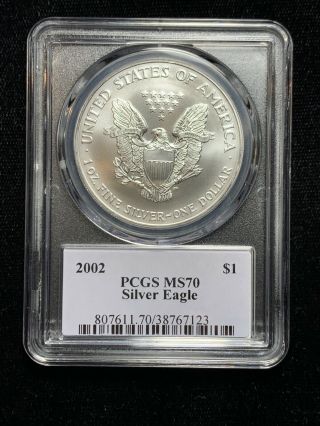 2002 $1 American Silver Eagle Dollar PCGS MS70 Thomas Cleveland Native 2