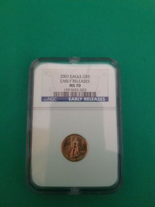 2007 Eagle G $5 1/10 Oz Gold - Early Release - Ngc Ms70