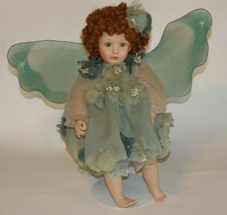 Cindy Mcclure Green Flower Fairy Porcelain Doll By Victoria Impex
