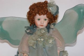 Cindy McClure Green Flower Fairy Porcelain Doll By Victoria Impex 3