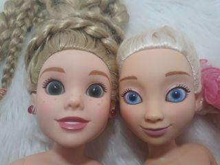 2 Disney Large 18 " Doll Jakks Pacific Elsa & Rapunzel Frozen & Tangled,  Dresses