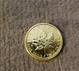 1990 Canada 5 Five Dollar Gold Coin 1/10 Oz.  9999 Pure