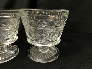 Set of 3 Vintage Clear Etched Glass Pedestal Dessert Bowls Ice Cream 2