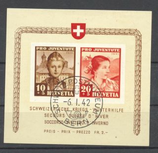 Switzerland,  1941 Pro Juventute Souvenir Sheet,