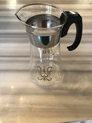 Vintage Pyrex Glass Pitcher/carafe W/silver Design - 10 Cup