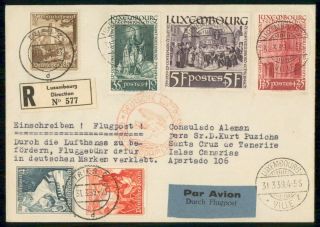 Mayfairstamps Luxembourg 1939 Zeppelin Flight Cover Germany Mixed Franking To Ca