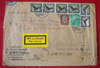 Mayfairstamps Germany 1933 Nurnberg To Argentina Buenos Aires Airmail Cover Wwf9