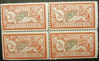 France 1920 2fr Orange Block Of 4 Stamps - - See