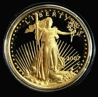 2007 W Gold Us American Eagle $5 Dollar 1/10 Oz Proof Coin In Capsule