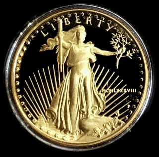 1988 P Gold Us American Eagle $5 Dollar 1/10 Oz Proof Coin In Capsule
