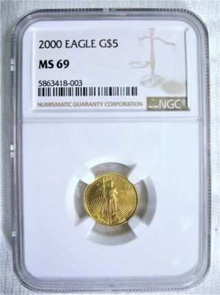 2000 $5 Gold American Eagle 1/10 Oz Ngc Ms - 69