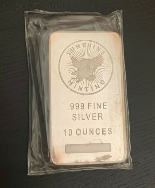 10 Oz Sunshine Minting Silver Bar.  999 Fine