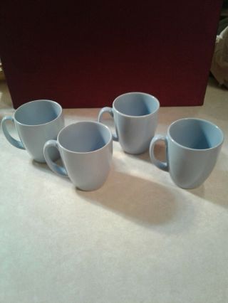 Vintage Set Of 4 Medium Blue Corelle Stoneware Thailand Coffee Cups Mugs