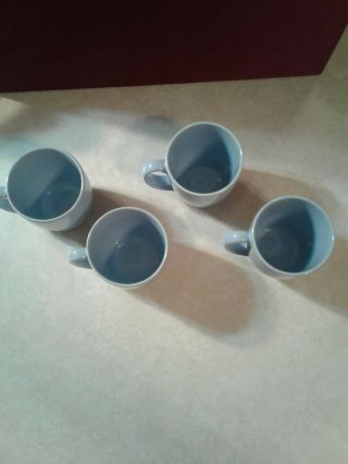 Vintage Set of 4 Medium Blue Corelle Stoneware Thailand Coffee Cups Mugs 2