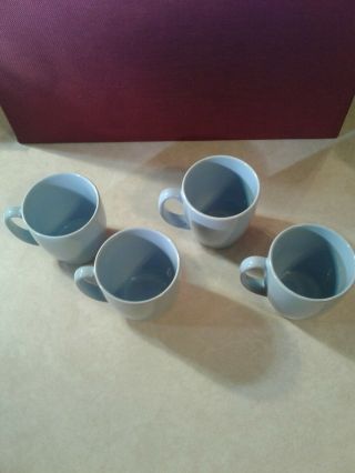 Vintage Set of 4 Medium Blue Corelle Stoneware Thailand Coffee Cups Mugs 3