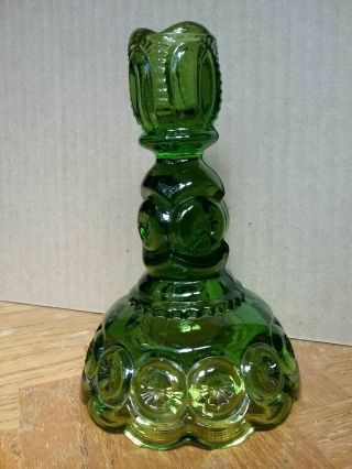 Vintage Le Smith Stars And Moon Avocado Green Glass Candle Stick Pillar