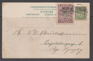 Denmark 1904.  Domestic Postcard With Tied Christmas Seal.